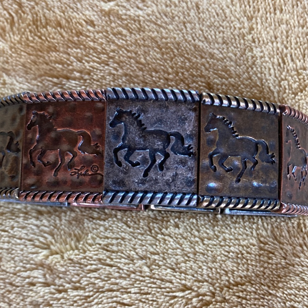 Source Unknown Rustic Horse Bracelet in Copper and Bronze